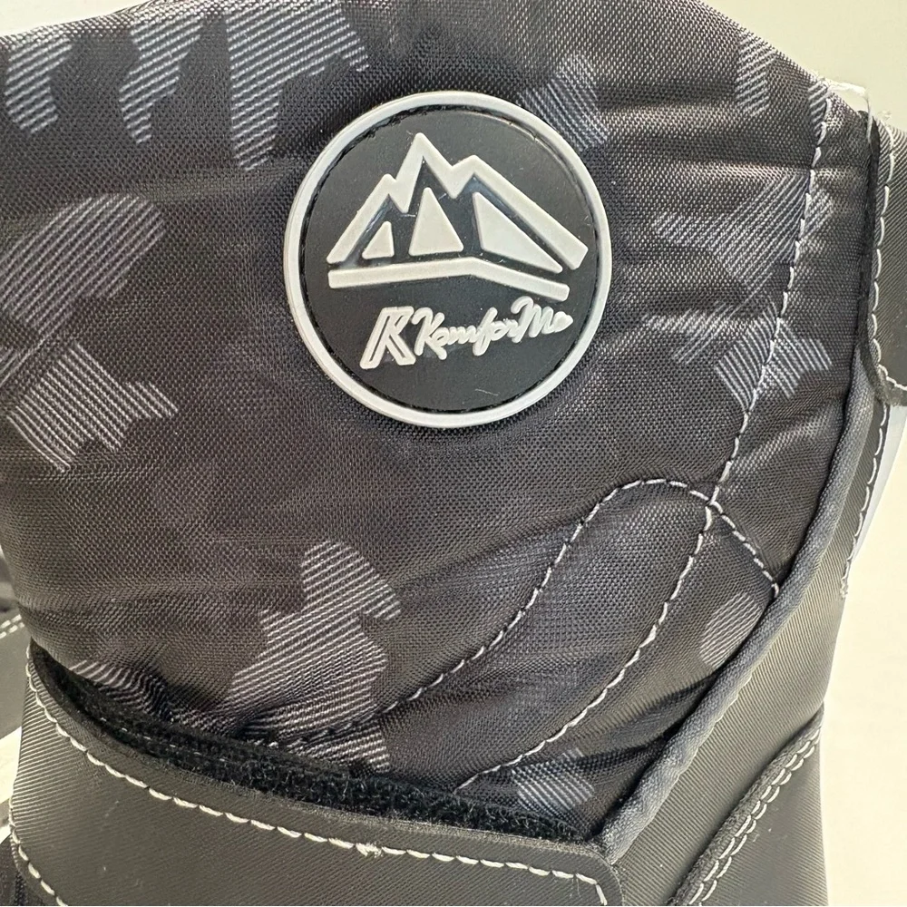K KomForMe Toddler Snow Rain Boots Waterproof Black Camo Size 6‎